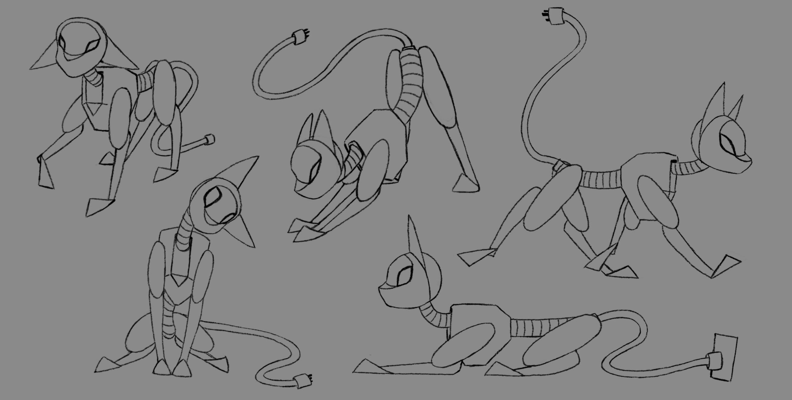 Mech cat pose sheet